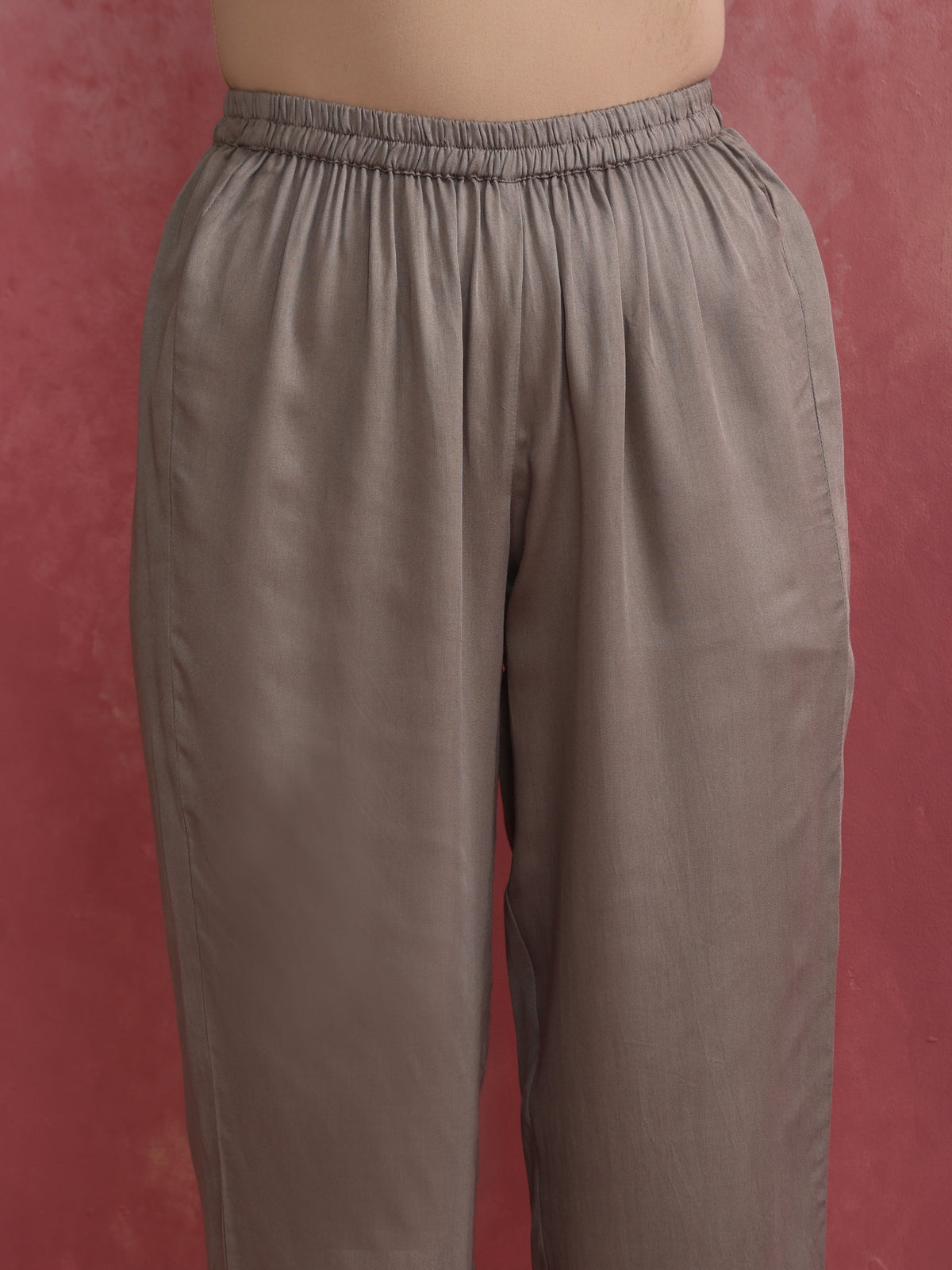trueBrowns Grey High low Kurta Set | Grocsy