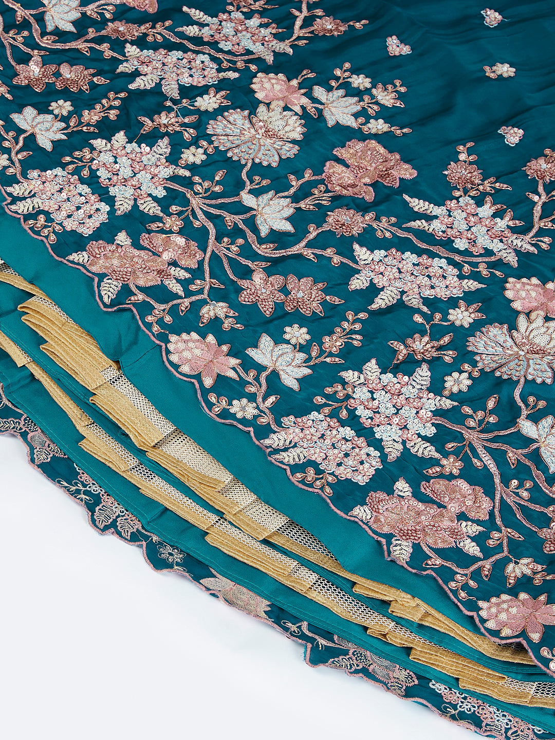 House of Panchhi Olive Pure Georgette Sequins And Thread Embroidery Lehenga Choli & Dupatta | Grocsy