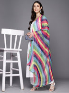 Ahalyaa Floral Printed High Slit Gotta Patti Pure Cotton Kurta With Palazzos & Dupatta | Grocsy