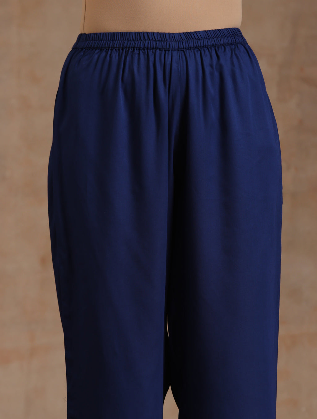 trueBrowns Midnight Blue Modal Satin Relax Kurta Set | Grocsy