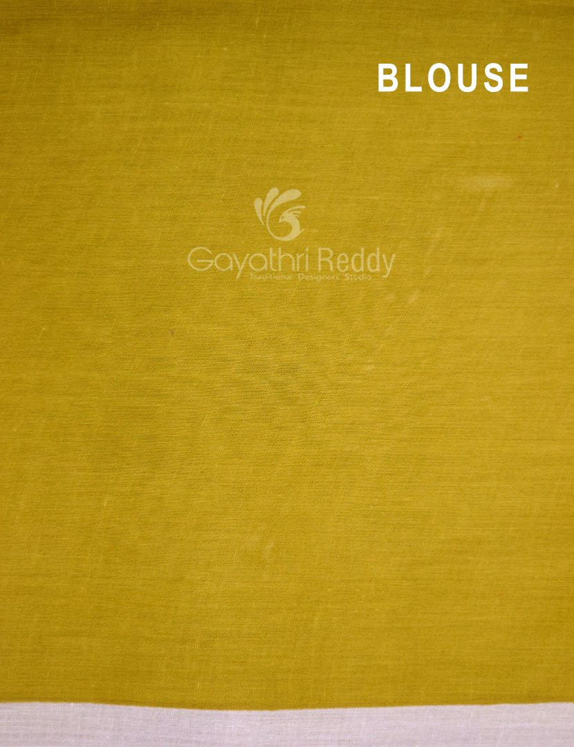 Block Print Baby Pink Dry Mehendi Combo Mulmul Cotton Saree By Gayathri Reddy Designer Studio | Grocsy