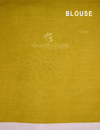Block Print Baby Pink Dry Mehendi Combo Mulmul Cotton Saree By Gayathri Reddy Designer Studio | Grocsy
