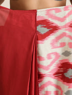 trueBrowns Maroon Grey Muslin Ikat Saree | Grocsy