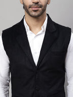 Even Apparels Men's Black Nehru Jacket With Welt Pockets | Grocsy