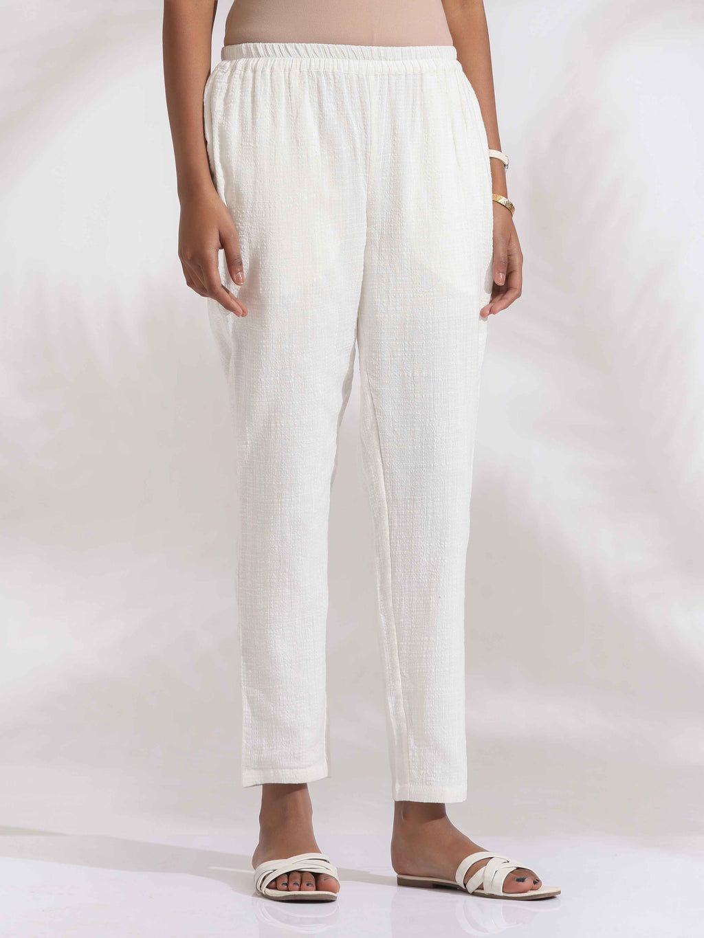 trueBrowns White Cotton A-line Kurta Set | Grocsy