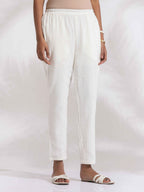 trueBrowns White Cotton A-line Kurta Set | Grocsy