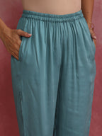 trueBrowns Light Blue Modal Straight Kurta Co-ord Set | Grocsy