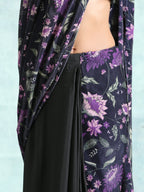 trueBrowns Black Printed Velvet Ready to Wear Saree | Grocsy