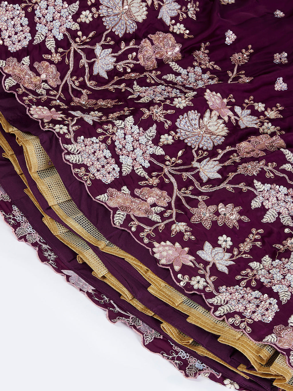 House of Panchhi Purple Pure Georgette Sequins And Thread Embroidery Lehenga Choli & Dupatta | Grocsy