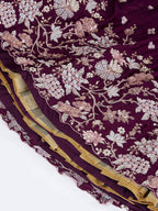 House of Panchhi Purple Pure Georgette Sequins And Thread Embroidery Lehenga Choli & Dupatta | Grocsy