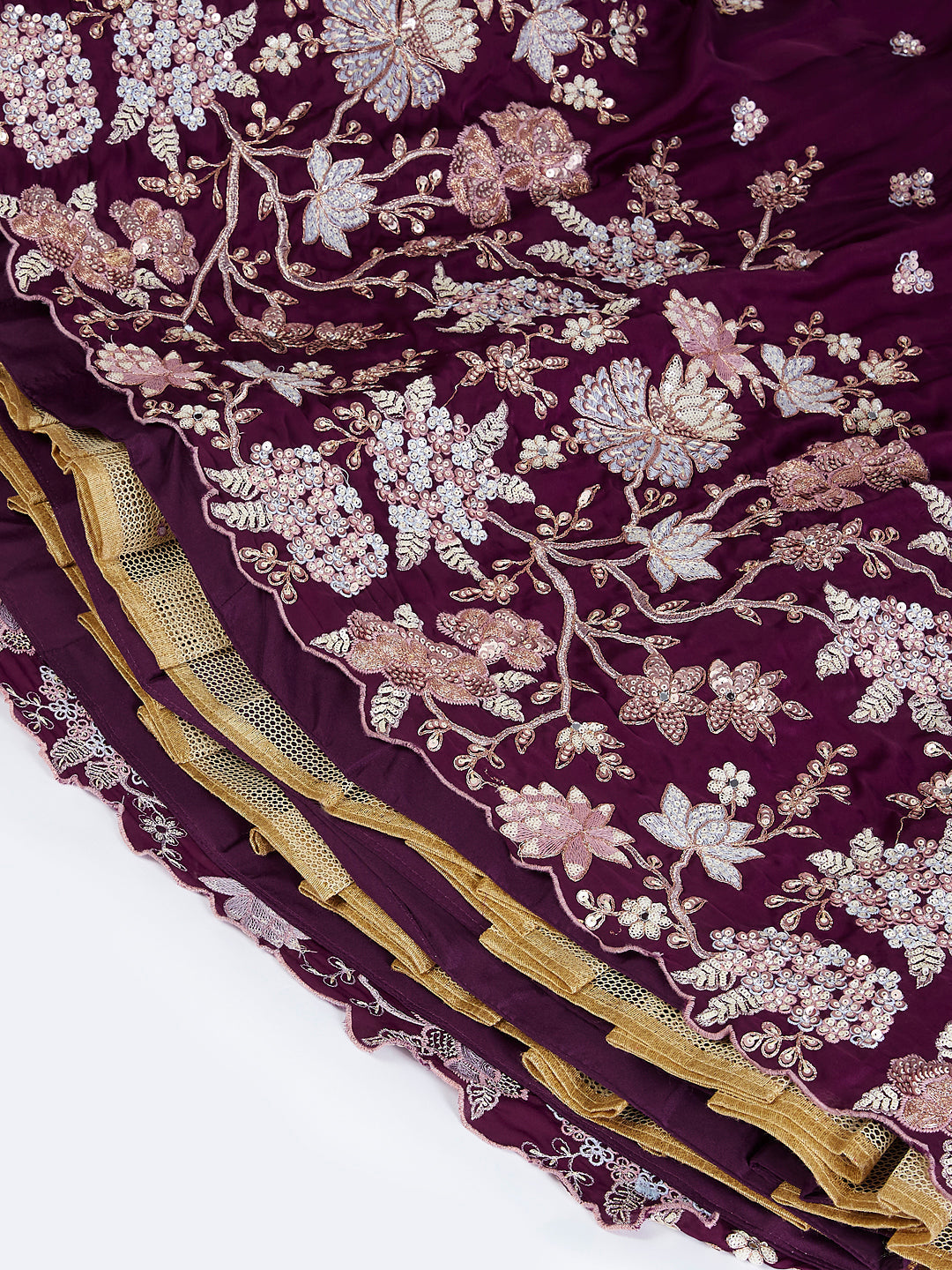 House of Panchhi Purple Pure Georgette Sequins And Thread Embroidery Lehenga Choli & Dupatta | Grocsy