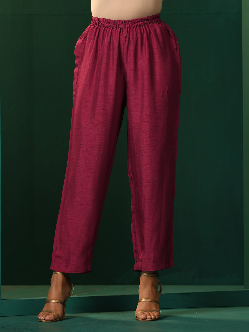 trueBrowns Maroon Silk Angrakha Kurta Pant Set | Grocsy