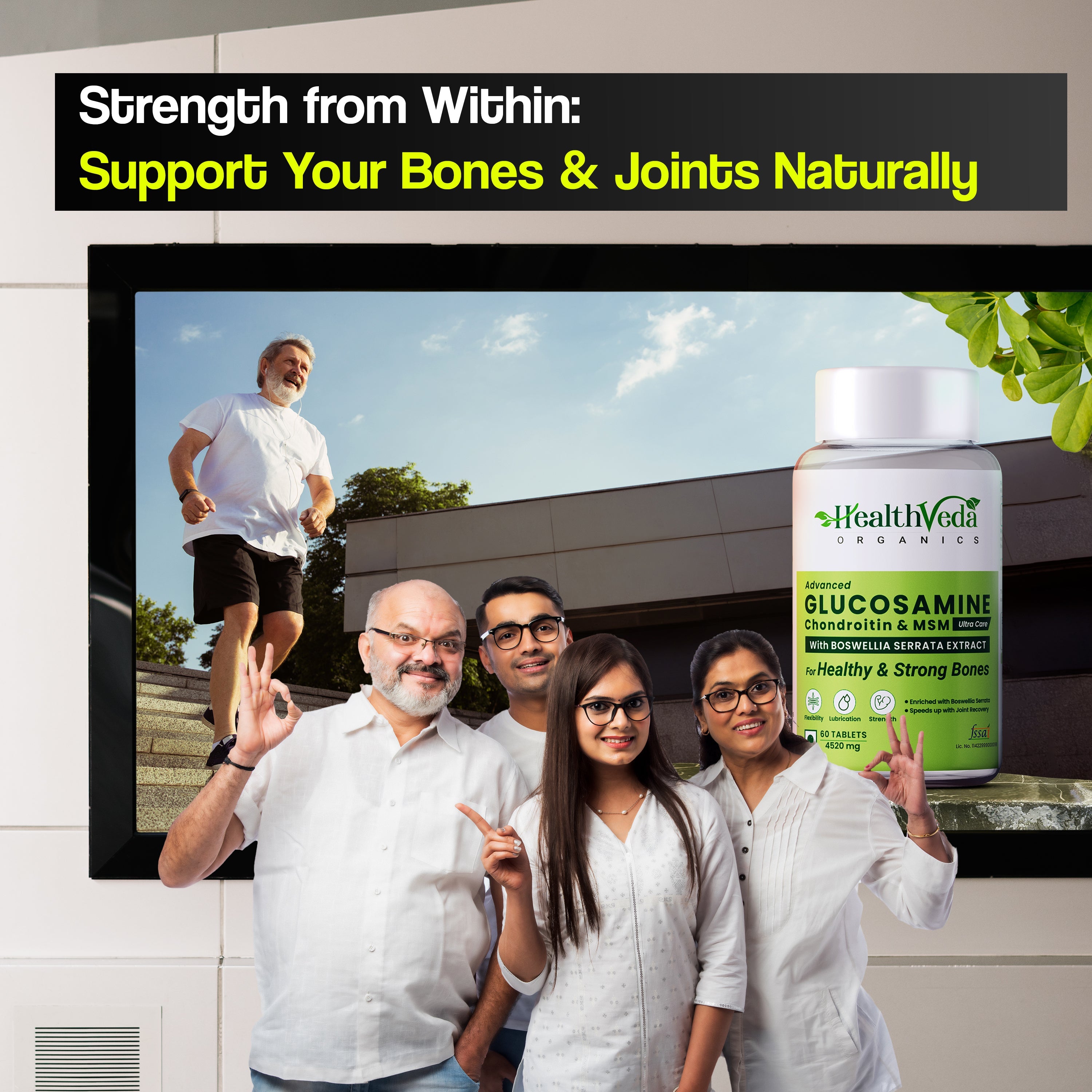 Health Veda Organics Plant Based Glucosamine Chondroitin & MSM Tablets | Grocsy