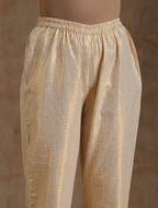 trueBrowns Ivory Gold Cotton Anarkali Set | Grocsy