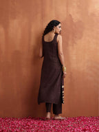 trueBrowns Brown Metallic Straight Kurta Set | Grocsy