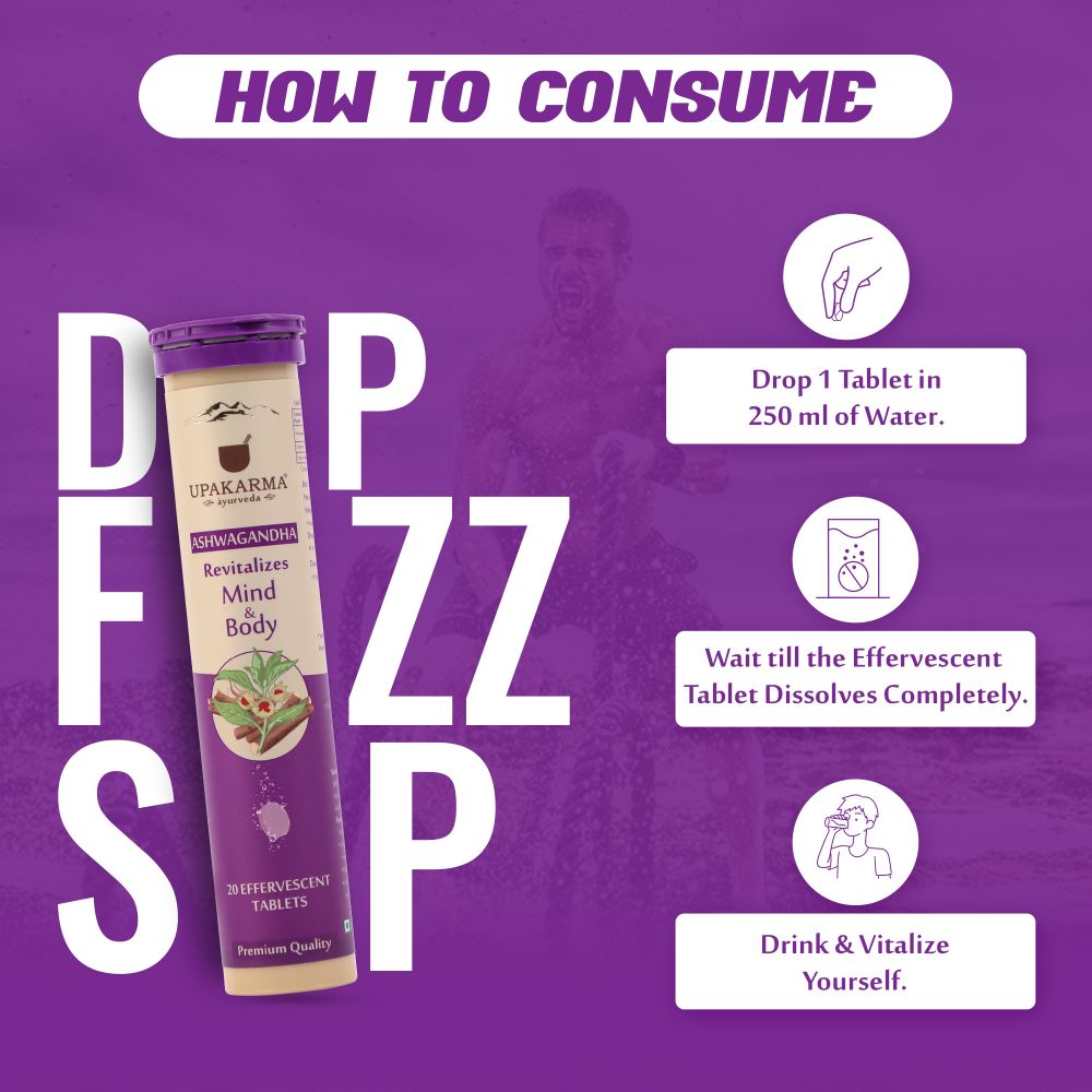 Upakarma Ayurveda Ashwagandha Effervescent Tablets | Grocsy