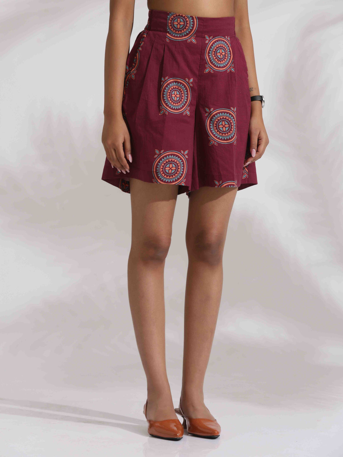 trueBrowns Purple Cotton Print Short Co-ord Set | Grocsy