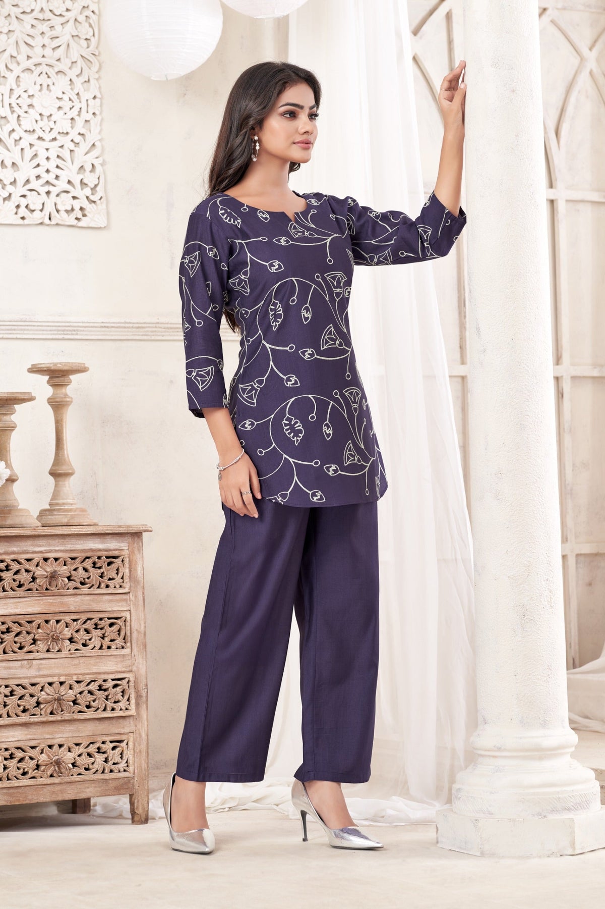 Anaita Blue Stylish Readymade Co-Ords Set | Grocsy