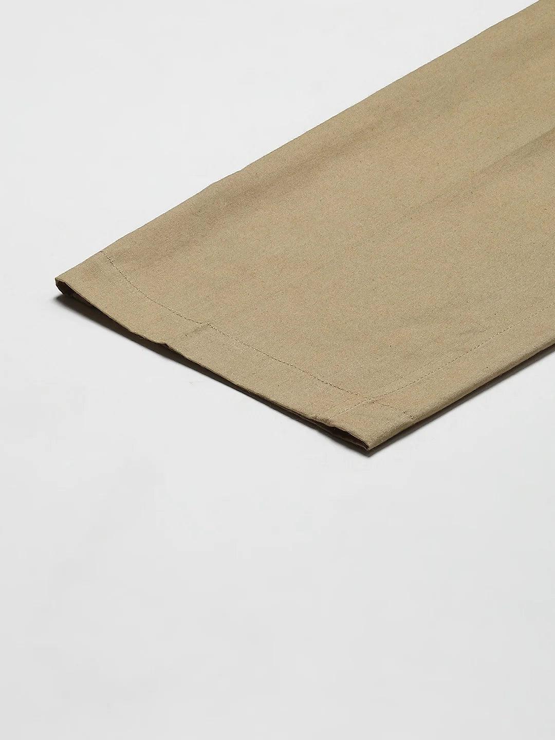 Fabmade Men's Khaki Cotton Linen Pyjama | Grocsy