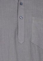 Fabmade Ash Grey Linen Short Kurta | Grocsy