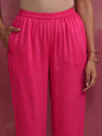 trueBrowns Pink Modal High Slit Kurta Set | Grocsy