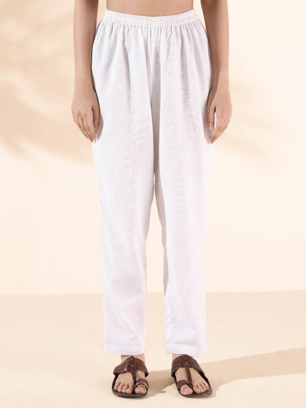 trueBrowns White Cotton Relaxed Co-ord Set | Grocsy