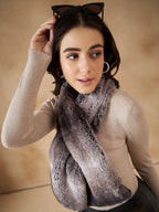InWeave Women's Dark Grey Double Shade Faux Fur Neck Warmer | Grocsy