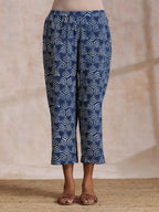 trueBrowns Indigo Dabu Overall Print Cotton Baggy Sleeve Co-Ord Set | Grocsy