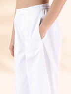 trueBrowns White Cotton Dobby V-Neck Co-ord Set | Grocsy