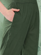InWeave Women's Green Floral Motif Nyra Kurta Set With Dupatta | Grocsy