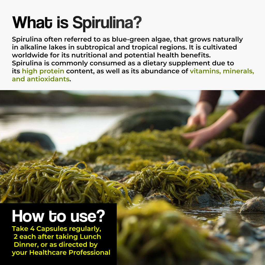 Health Veda Organics Spirulina Capsules | Grocsy