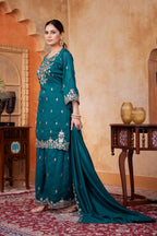 Anaita Teal Readymade Suit with Embroidery Work | Grocsy