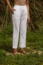 trueBrowns White Cotton Embroidered Relaxed Co-ord Set | Grocsy