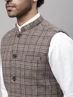 Even Apparels Men's Beige Pure Wool Nehru Jacket | Grocsy