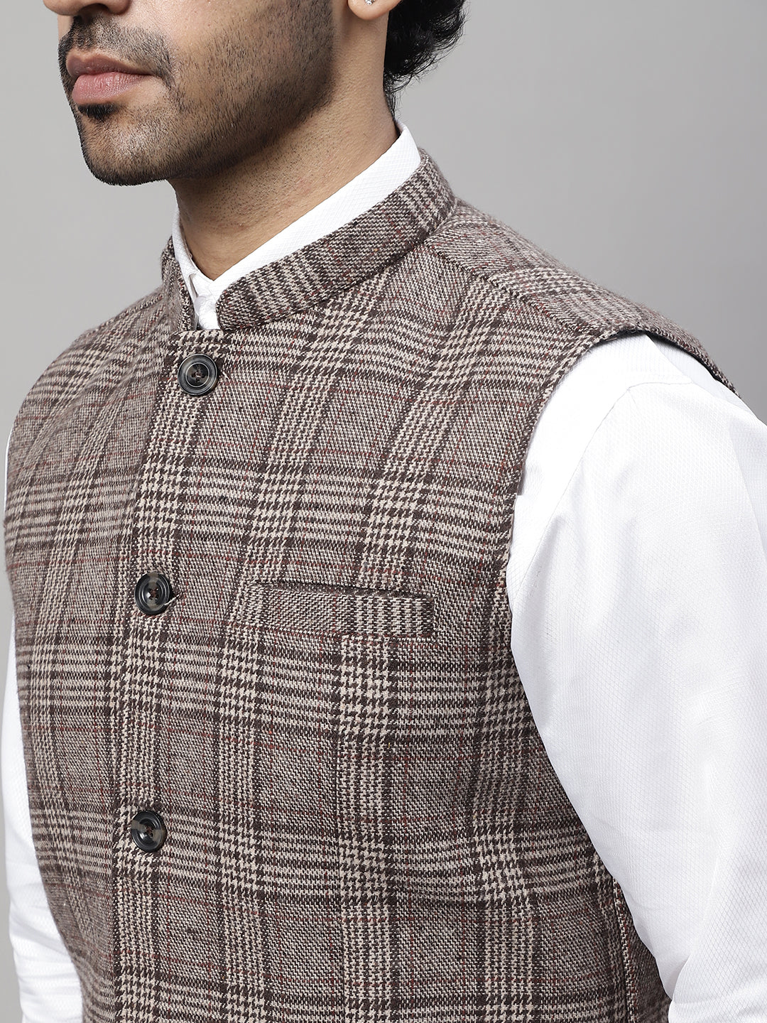 Even Apparels Men's Beige Pure Wool Nehru Jacket | Grocsy