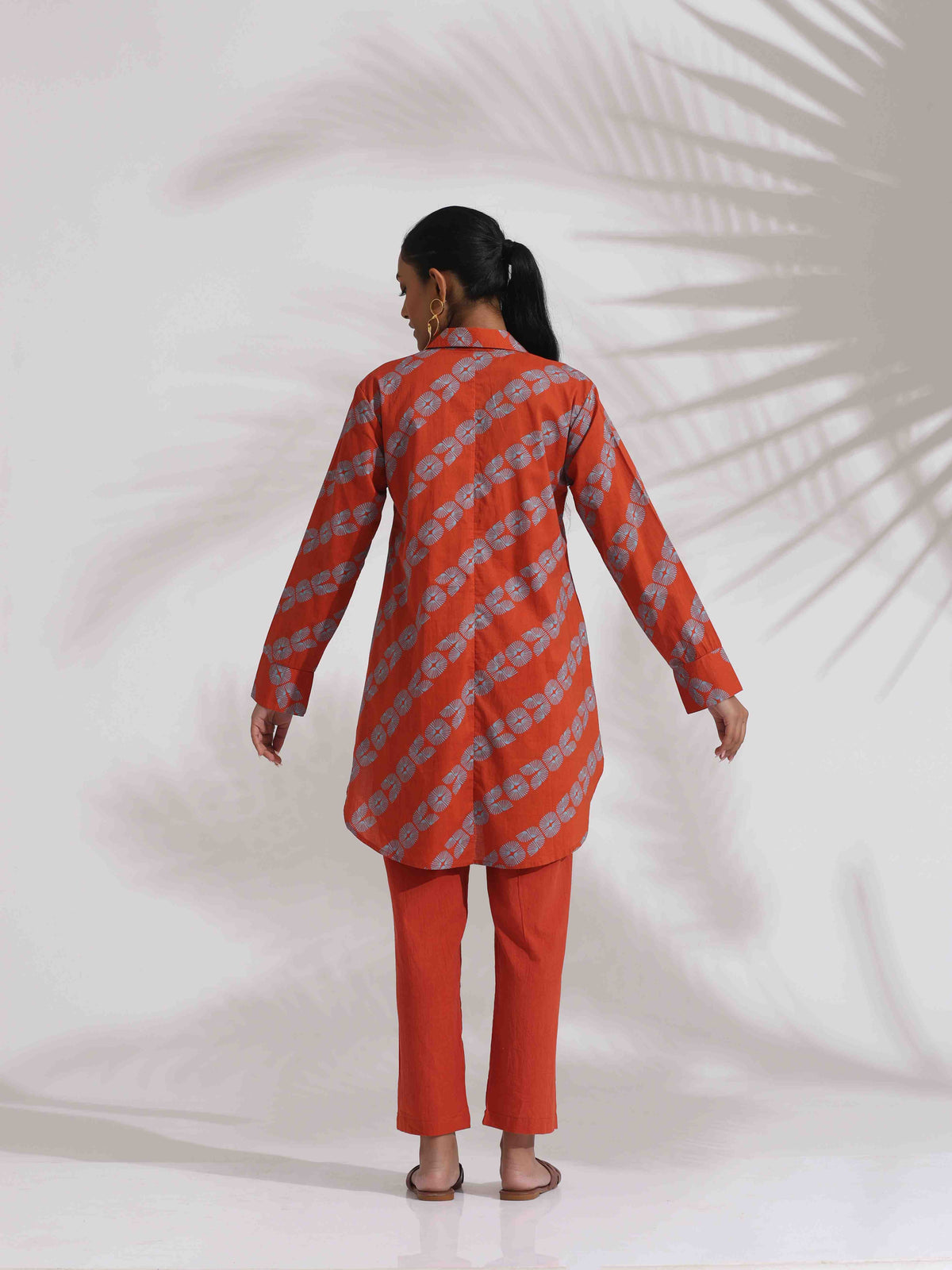 trueBrowns Orange Cotton Print Co-ord Set | Grocsy