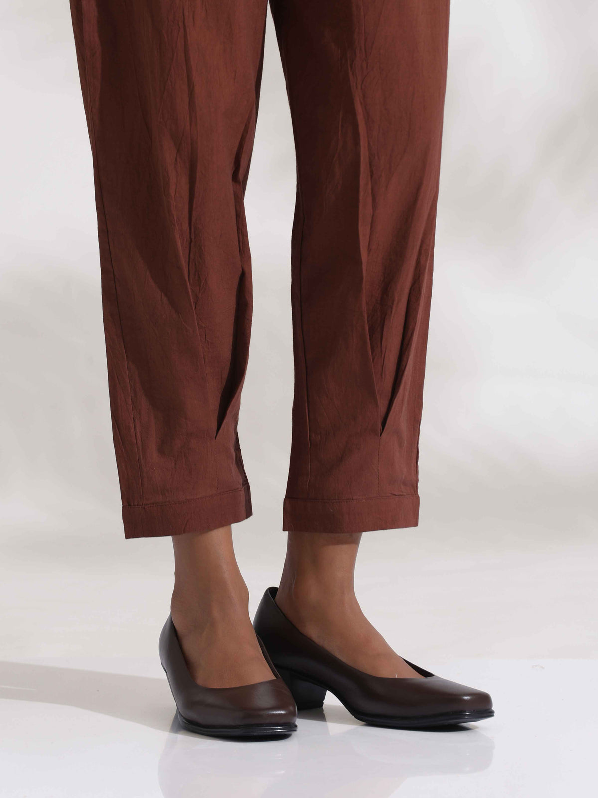trueBrowns Brown Cotton Print Pleated Top & Pants Co-ord Set | Grocsy