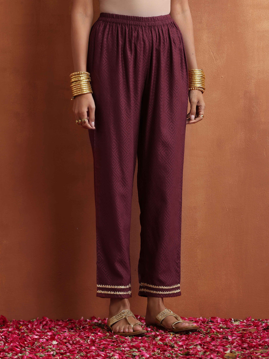 trueBrowns Maroon Flared Anarkali Kurta Set | Grocsy