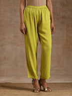 trueBrowns Lime Modal Satin High-Low Relax Kurta Set | Grocsy