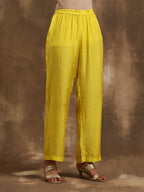trueBrowns Lime Lehariya Printed Silk Kaftan Pant Set | Grocsy