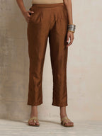 trueBrowns Brown Silk Angrakha Co-ord Set | Grocsy