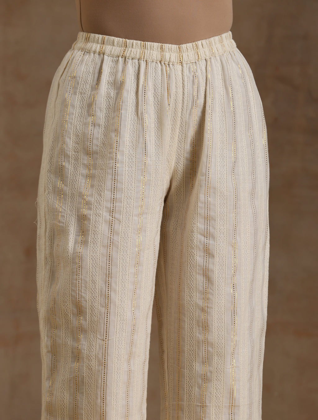 trueBrowns Ivory Gold Cotton Relaxed Co-Ord Set | Grocsy