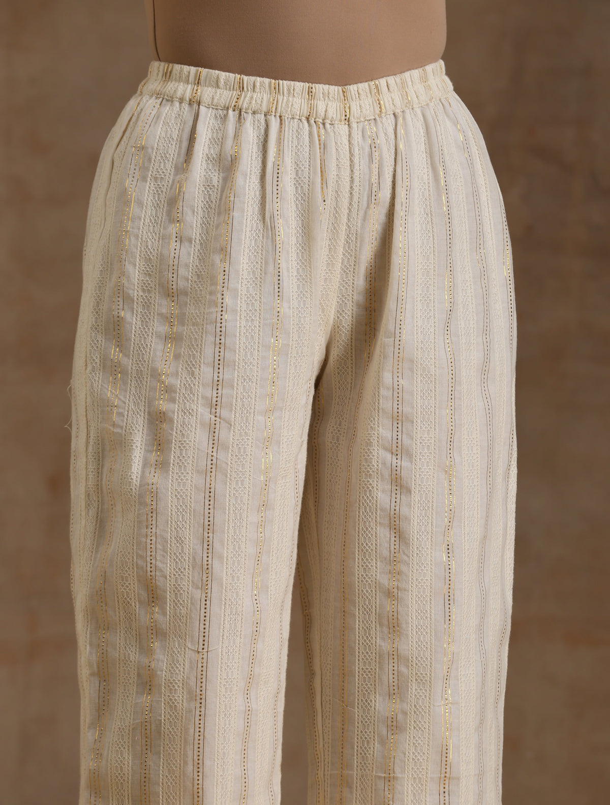 trueBrowns Ivory Gold Cotton Relaxed Co-Ord Set | Grocsy
