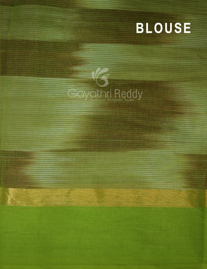 Dual Shades of Beige Mangalagiri Ikkat Cotton Saree By Gayathri Reddy Designer Studio | Grocsy