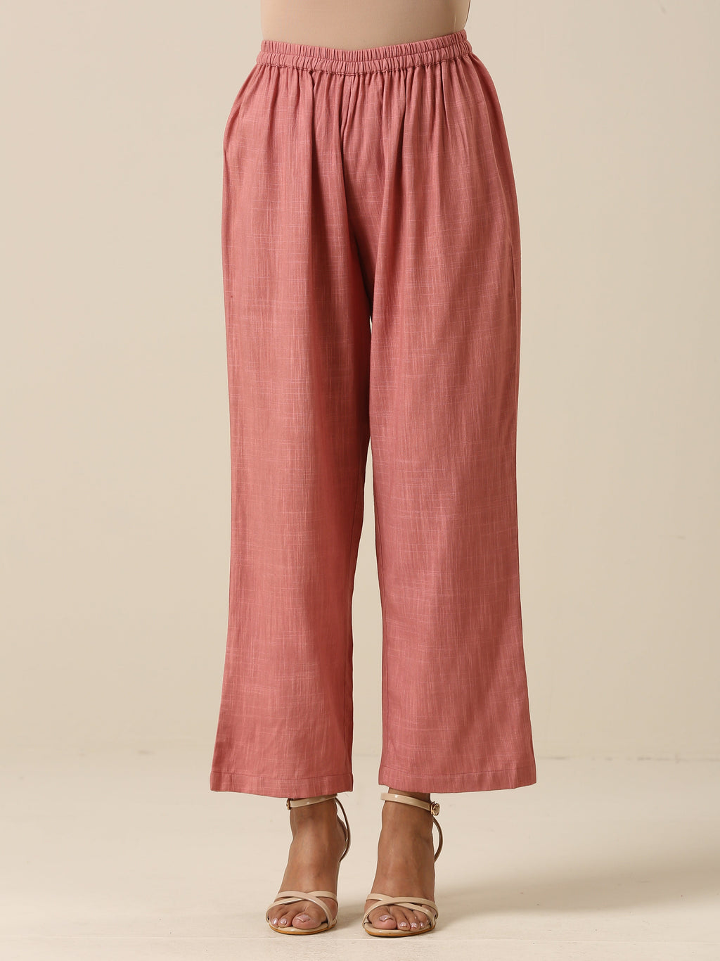 trueBrowns Light Mauve Slub Textured Sleeveless Short Co-Ord Set | Grocsy