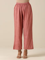 trueBrowns Light Mauve Slub Textured Sleeveless Short Co-Ord Set | Grocsy