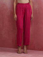 trueBrowns Magenta Highlow Modal Kurta Set | Grocsy