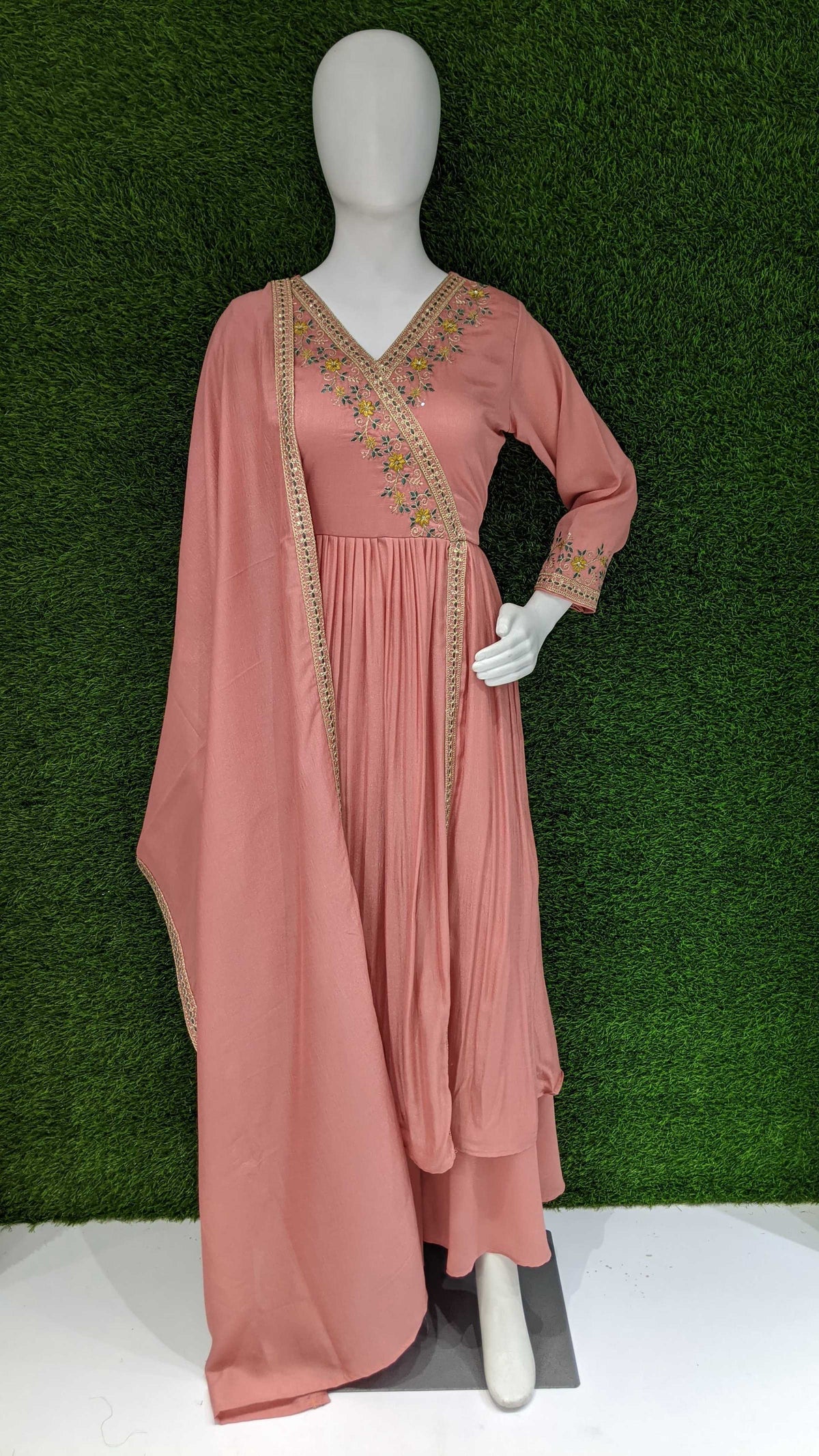 Anaita L Pink Anarkali Readymade Suit with Embroidery Work | Grocsy