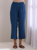 trueBrowns Classic Blue Dobby Pleated Co-Ord Set | Grocsy