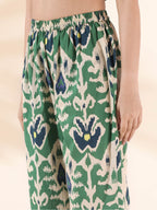 trueBrowns Green Cotton Ikat Sleeveless Co-ord Set | Grocsy